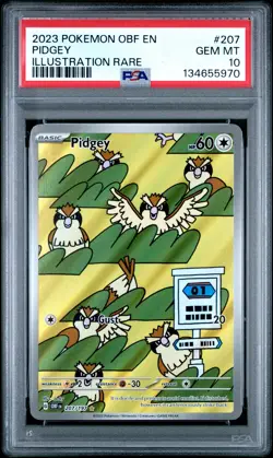 2023 POKEMON OBF EN-OBSIDIAN FLAMES ILLUSTRATION RARE #207 PIDGEY PSA 10 - Image 1