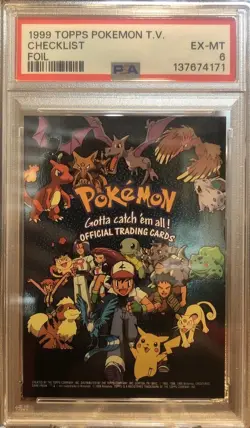 1999 Topps Pokemon T.V. Checklist Foil Psa 6 FRESH SLAB!!! - Image 1