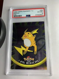 1999 Topps Pokemon TV #26 Raichu Foil Blue Logo PSA 6 EX-MT - Image 1