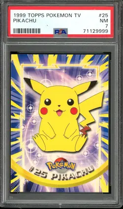 1999 Topps Pokemon T.V. #25 Pikachu Green Logo PSA 7 NEAR MINT! - Image 1