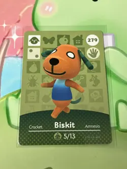 #279 Biskit AUTHENTIC Nintendo Animal Crossing Amiibo NFC Card Series 3 - Image 1