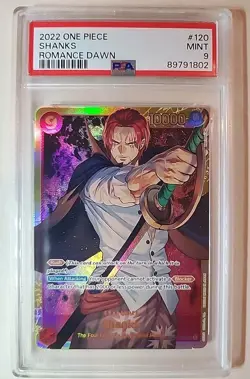 PSA 9 Romance Dawn Shanks OP01-120 Secret Rare One Piece Card Game Mint - Image 1