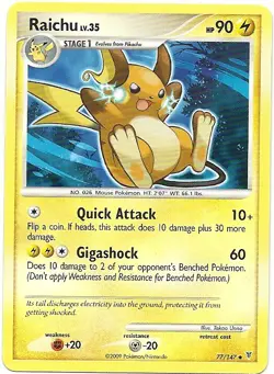 2009 RAICHU 77/147 & PIKACHU 120/147 - SUPREME VICTORS POKEMON CARDS - NM/MINT - Image 2