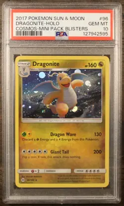PSA 10 Super Rare Pokemon Dragonite Mini Pk. Blisters Cosmos Holo Rare #96 - Image 1