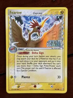 Pokemon Ex Crystal Guardians Fearow 18/100 Holo Stamped Delta Species LP - Image 1