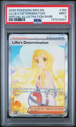 2025 Pokemon Mega Evolution Lillie's Determination PSA 9 #184/132 - Image 1