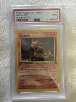 1999 Pokemon Fossil #39 Magmar 1st Edition PSA 9 - Image 1