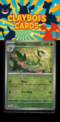 Servine Reverse Holo Common SV: Black Bolt Pokemon TCG 002/086 NM+ - Image 1