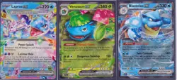 VENUSAUR ex BLASTOISE ex LAPRAS ex -3 STELLAR CROWN POKEMON -RARE -HOLO NM/M - Image 1