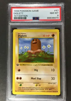 1999 Pokemon Game Base Set 1st Edition #47 DIGLETT PSA 8 Shadowless - Image 1