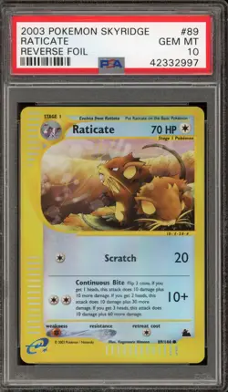 Pokemon Raticate Skyridge Reverse Holo #89 PSA 10 Gem Mint - Image 1