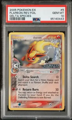 2005 POKEMON EX DELTA SPECIES #5 FLAREON-REVERSE FOIL PSA 10 - Image 1