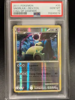 PSA 10 2011 Snorlax Call of Legends REVERSE Holo Rare Card - 33/95 📈🔥POP 3🔥 - Image 1
