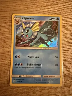 Pokemon Card Vaporeon Hidden Fates Holo Rare 18/68 Near Mint - Image 1