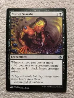 MTG Nest Of Scarabs Amonkhet: NM/EX, -1 Counters Enchantment - Image 1