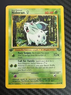 Pokemon TCG Nidoran Jungle 57/64 Regular 1st Edition Common HP/DMG - Image 1