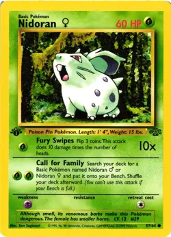 Pokemon TCG Nidoran Jungle 57/64 Regular 1st Edition Common VLP - Image 1