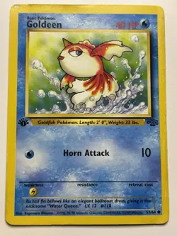 Pokemon Goldeen 53/64 WotC Jungle 1st Edition Common HP - Image 1