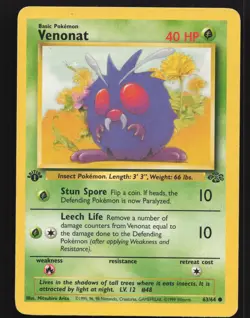 Venonat 63/64 1st Edition WOTC Pokemon Jungle Lightly played - Image 1
