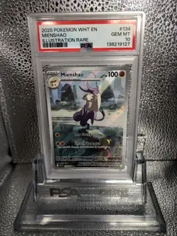 2025 POKEMON WHT EN-WHITE FLARE ILLUSTRATION RARE #134 MIENSHAO PSA 10 - Image 1