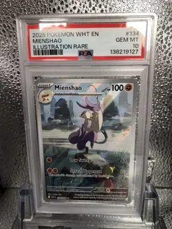 2025 POKEMON WHT EN-WHITE FLARE ILLUSTRATION RARE #134 MIENSHAO PSA 10 - Image 3
