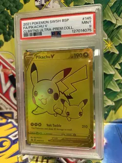 2021 Pokemon Swsh145 Promo BSP Full Art Pikachu V Ultra Premium Collection PSA 9 - Image 1