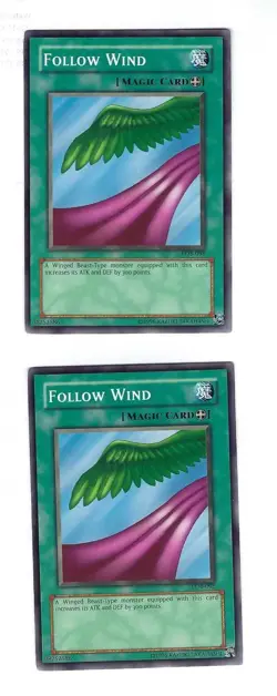 2x Follow Wind LOB 098 - Yugioh - Unlimited NM/M (Never Played) - Image 1