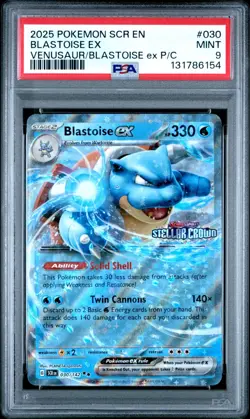 Pokemon TCG Blastoise ex 030/142 Stellar Crown Stamped Promo Card - PSA 9 MINT - Image 1