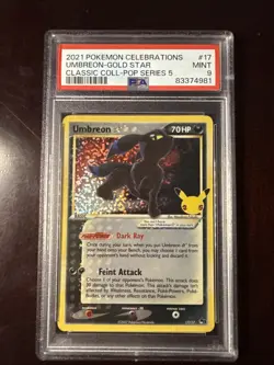 2021 POKEMON CELEBRATIONS CLASSIC COLLECTION #17 UMBREON-GOLD STAR PSA 9 - Image 1