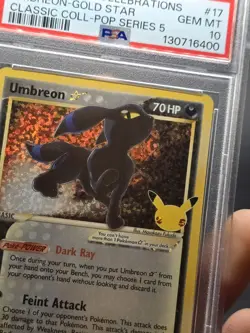 2021 POKEMON SWORD & SHIELD CLASSIC CELEBRATIONS #17/17 UMBREON GOLD STAR PSA 10 - Image 3