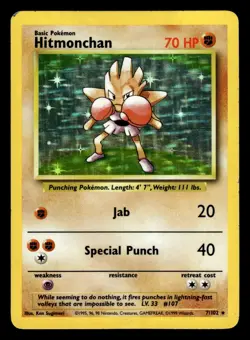 Hitmonchan 7/102 Holo Rare Base Set Pokemon Card - 2 - Image 1