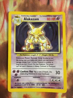 Pokemon Alakazam TCG Card 1/130 Base Set 2 Holo Unlimited Rare HP - Image 1