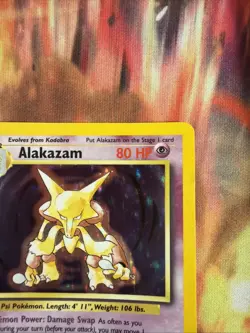 Pokemon Alakazam TCG Card 1/130 Base Set 2 Holo Unlimited Rare HP - Image 2