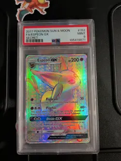 Espeon GX Hyper Rare Card Sun & Moon Base Set 152/149 PSA 9 - Image 1