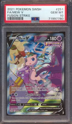 2021 POKEMON FUSION STRIKE MEW V FULL ART #251 PSA 10! - Image 1