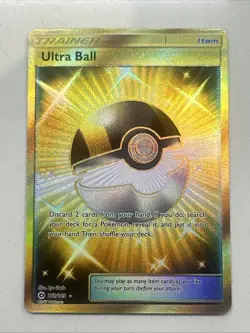 Pokemon 2017 Ultra Ball Secret Rare Gold Holo Trainer 161/149 - Image 1