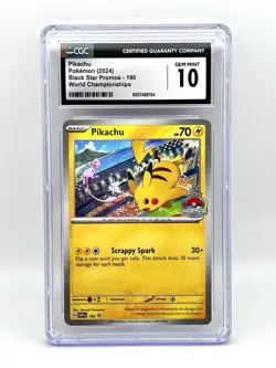 2024 Pokemon Pikachu Black Star Promos 190 World Championships CGC 10 GEM MINT - Image 1