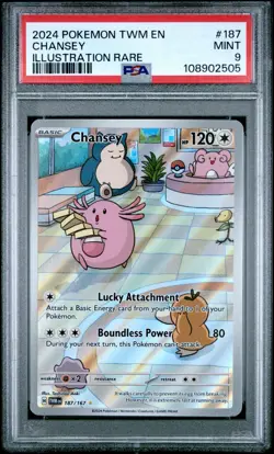 PSA 9 MINT Chansey Twilight Masquerade Illustration Rare Holo Pokemon 187/167 - Image 1