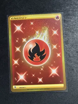 Pokemon TCG Fire Energy Fusion Strike Holo Gold Card 284/264 Rare - Image 1