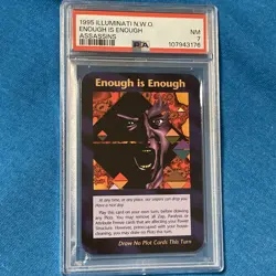 1995 Illuminati NWO Assassins Enough is Enough Trump Card PSA 7 - Image 3