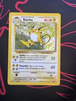 Pokemon TCG Base Set Raichu Holo Card 14/102 Unlimited Holo Rare 14/102 - Image 1