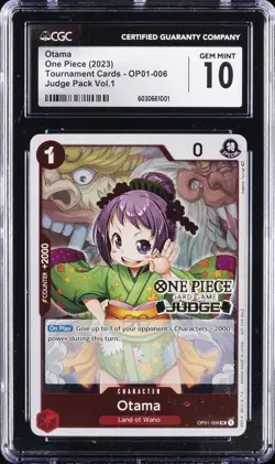 2023 ONE PIECE TOURNAMENT CARDS JUDGE PACK VOL. 1 OTAMA CGC 10 GEM MINT - Image 1