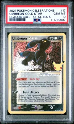 2021 POKEMON CELEBRATIONS CLASSIC COLL #17 UMBREON-GOLD STAR PSA 10 - Image 1