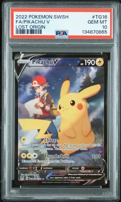 PSA 10 Pokemon Pikachu V FA Holo Lost Origin Trainer Gallery TG16/TG30 - Image 1