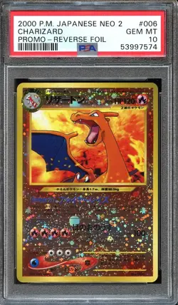 Pokemon 2000 Reverse Foil Charizard #006 Promo Neo 2 PSA 10 GEM MINT - Image 1