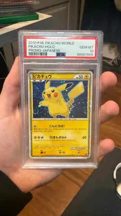 2010 POKEMON WORLD COLL JPN-NON USARE PIKACHU-HOLO PSA 10 - Image 1