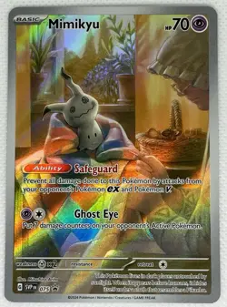 Pokemon SV Paldean Fates SVP EN Mimikyu 075 ETB Black Star Promo Full Art - Image 1