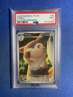 2025 POKEMON JTG EN-JOURNEY TOGETHER ILLUSTRATION RARE #168 FURRET PSA 9 - Image 1