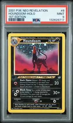 2001 POKEMON NEO REVELATION 1ST ED #8 HOUNDOOM-HOLO PSA 9 - Image 1