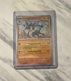 LUCARIO 114/198 Scarlet & Violet Stamp Holo Rare Pokemon Card TCG Near Mint - Image 1